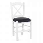 METRO Καρέκλα Οξιά 43x47x88cm Βαφή Εμποτισμού Άσπρο Κάθισμα Pu Μαύρο  Ρ967,Ε8Τ