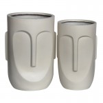 FLOWER POT-TOTEM Set 2 τεμαχίων, Φ32x52cm - Φ40x57cm Cement Απόχρωση Sand Brown Ε6321,S