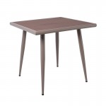 SERRANO Τραπέζι Κήπου-Βεράντας 80x80x74cm Μέταλλο Βαφή Sand Beige, Polywood Καρυδί Ε6890,1