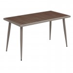 SERRANO Τραπέζι Κήπου-Βεράντας 130x70x75cm Μέταλλο Βαφή Sand Beige, Polywood Καρυδί Ε6891,1
