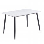DATUM Τραπέζι Κουζίνας- Τραπεζαρίας, 120x80x75cm Μέταλλο Βαφή Μαύρο, Mdf Άσπρο Μάρμαρο ΕΜ839,Β