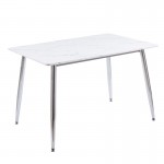 DATUM Τραπέζι Κουζίνας- Τραπεζαρίας, 120x80x75cm Μέταλλο Χρώμιο, Mdf Άσπρο Μάρμαρο ΕΜ839,C