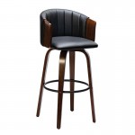 ENZO Σκαμπό Bar Καρυδί, 49x49x76/107cm Pu Μαύρο Ε7519,1