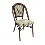 PARIS Καρέκλα Bistro Αλουμίνιο Καρυδί, 46x54x88cm Wicker Μπεζ - Καφέ, Στοιβαζόμενη Ε291,6