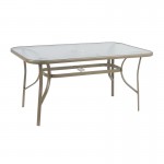 RIO Τραπέζι Κήπου - Βεράντας, Μέταλλο Βαφή Μπεζ, Γυαλί