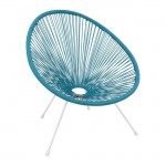 ACAPULCO Πολυθρόνα Μέταλλο Βαφή Άσπρο / Rattan Μπλε Ε245,Α3