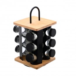 ΒΑΣΗ ΜΠΑΧΑΡΙΚΩΝ BAMBOO ESSENTIALS ΜΕ 12 ΓΥΑΛΙΝΑ ΔΟΧΕΙΑ ΠΕΡΙΣΤΡΕΦΟΜΕΝΗ ΜΑΥΡΗ 01-14650