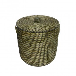 AFRICA ΚΑΛΑΘΙ ΜΕ ΚΑΠΑΚΙ 45x45x50cm KANSGRASS ΦΥΣΙΚΟ ΜΑΥΡΟ PVC