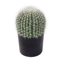 FEROCACTUS ΦΥΤΟ ΤΕΧΝΗΤΟ ΣΕ ΓΛΑΣΤΡΑ 18x18x30cm ΥΦΑΣΜΑ ΠΡΑΣΙΝΟ ΛΕΥΚΟ ΠΛΑΣΤΙΚΟ