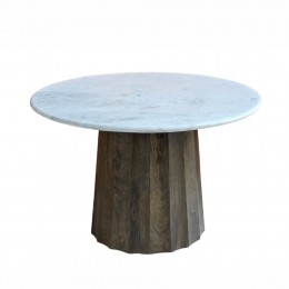 BORDS ΤΡΑΠΕΖΙ ΛΕΥΚΟ ΜΑΡΜΑΡΟ ΚΑΡΥΔΙ ΣΚΟΥΡΟ 120x120x77cm