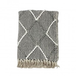 DEHO ΡΙΧΤΑΡΙ ΒΑΜΒΑΚΙ POLYESTER ΛΕΥΚΟ ΜΑΥΡΟ 130x170cm