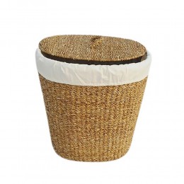 NEREA OVAL ΚΑΛΑΘΙ ΜΕ ΚΑΠΑΚΙ 50x50x50cm SEAGRASS ΦΥΣΙΚΟ ΛΕΥΚΟ ΒΑΜΒΑΚΙ