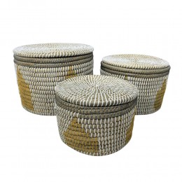 KAIA ΚΑΛΑΘΙ ΜΕ ΚΑΠΑΚΙ SET 3ΤΜΧ KANSGRASS PVC ΠΟΛΥΧΡΩΜΟ D35/30/25xH25/21/17cm