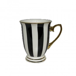 BRITISH ΚΟΥΠΑ NEW BONE CHINA ΛΕΥΚΟ ΜΑΥΡΟ ΧΡΥΣΟ D8,5xH11cm