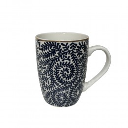 FLEUR B ΚΟΥΠΑ NEW BONE CHINA ΛΕΥΚΟ ΜΠΛΕ ΧΡΥΣΟ D8,3xH10,5cm