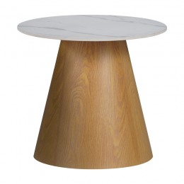 Βοηθητικό τραπέζι Soleire Inart λευκό μαρμάρου sintered stone Φ50x46εκ 029-000266