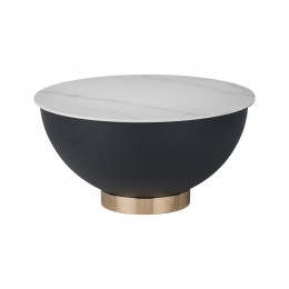 Βοηθητικό τραπέζι Erasmine Inart λευκό μαρμάρου sintered stone Φ70x37εκ 029-000282