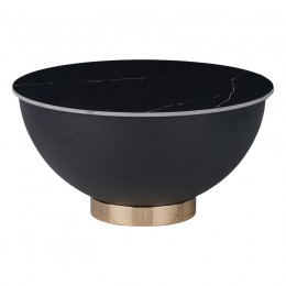 Βοηθητικό τραπέζι Erasmine Inart μαύρο μαρμάρου sintered stone Φ70x37εκ 029-000284