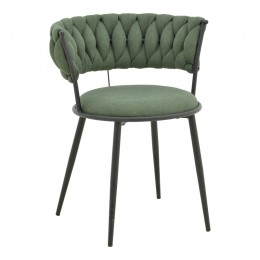 Πολυθρόνα Alkia I pakoworld ύφασμα σε χακί απόχρωση- πόδι μαύρο μέταλλο 57x58.5x72εκ