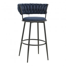 Σκαμπό μπαρ Alkia I pakoworld ύφασμα σε μπλε σκούρο απόχρωση- πόδι μαύρο μέταλλο 50x56x95εκ