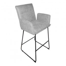 Σκαμπό μπαρ Essential pakoworld ύφασμα γκρι-πόδι μαύρο μεταλλικό 57x64.5x107εκ