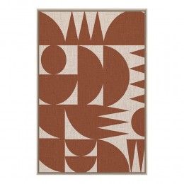 GEOMETRIC CUBISM ΠΙΝΑΚΑΣ ΚΑΜΒΑΣ TERRACOTTA ΞΥΛΟ ΚΟΡΝΙΖΑ ΦΥΣΙΚΟ 82,6x122,6xH4,3cm
