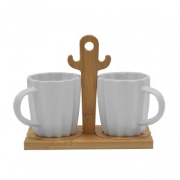CACTUS ΚΟΥΠΑ ESPRESSO SET 2 ΤΜΧ ΠΟΡΣΕΛΑΝΗ BAMBOO ΛΕΥΚΟ ΦΥΣΙΚΟ 20x12xH16,5cm