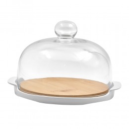 CURVE ΚΟΥΠ ΜΕ ΚΑΠΑΚΙ ΠΟΡΣΕΛΑΝΗ BAMBOO ΛΕΥΚΟ ΦΥΣΙΚΟ 25x22xH14cm 030012