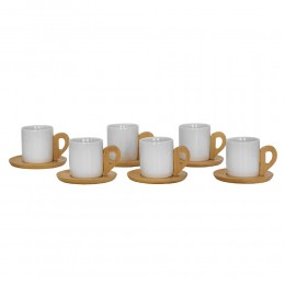 NORDIC ΚΟΥΠΑ ESPRESSO ΣΕΤ 6 ΤΜΧ ΠΟΡΣΕΛΑΝΗ BAMBOO ΛΕΥΚΟ ΦΥΣΙΚΟ 29x21xH6,5cm
