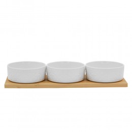 FLEURS ΜΠΩΛ SET 3ΤΜΧ ΠΟΡΣΕΛΑΝΗ BAMBOO ΛΕΥΚΟ ΦΥΣΙΚΟ 29x10xH5cm