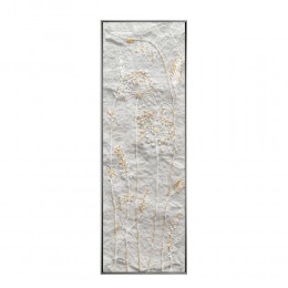 BREATH OF ART 2 ΠΙΝΑΚΑΣ ΚΑΜΒΑΣ ΜΠΕΖ ΧΡΥΣΟ ΞΥΛΟ ΚΟΡΝΙΖΑ 40x120xH4cm