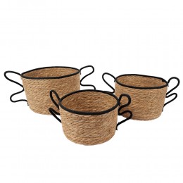 AELIA ΚΑΛΑΘΙ SET 3ΤΜΧ 35x35x23 SEAGRASS ΦΥΣΙΚΟ ΜΑΥΡΟ