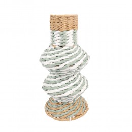 KEA ΒΑΖΟ ΜΕ ΚΑΠΑΚΙ 12x12x35 PAPER ROPE ΦΥΣΙΚΟ ΛΕΥΚΟ ΜΕΝΤΑ 031557