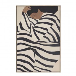 QUIET GRACE ΠΙΝΑΚΑΣ ΔΙΑΚΟΣΜΗΤΙΚΟΣ ΜΕ ΚΟΡΝΙΖΑ 80x120x4 ΚΑΜΒΑΣ ΜΠΕΖ ΜΑΥΡΟ PP