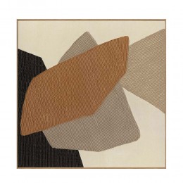 LA ROCCIA II ΠΙΝΑΚΑΣ ΔΙΑΚΟΣΜΗΤΙΚΟΣ ΜΕ ΚΟΡΝΙΖΑ 80x80x3.8cm ΚΑΜΒΑΣ ΚΑΦΕ BEIGE ΞΥΛΟ ΦΥΣΙΚΟ