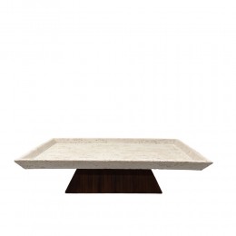 TRAVERTINO ΔΙΣΚΟΣ ΔΙΑΚΟΣΜΗΣΗΣ 40x22x9.5cm POLYRESIN STONE ΚΑΦΕ ΣΚΟΥΡΟ