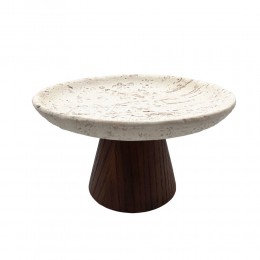 TRAVERTINO ΔΙΣΚΟΣ ΔΙΑΚΟΣΜΗΣΗΣ 22x22x13cm POLYRESIN STONE ΚΑΦΕ ΣΚΟΥΡΟ