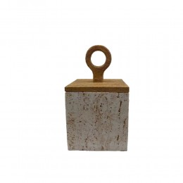 COPPER A ΔΟΧΕΙΟ ΑΠΟΘΗΚΕΥΣΗΣ ΜΕ ΚΑΠΑΚΙ 12x12x21cm POLYRESIN STONE ΦΥΣΙΚΟ