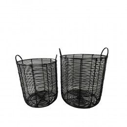 ONYX ΚΑΛΑΘΙ SET 2ΤΜΧ 40x40x51cm RATTAN ΦΥΣΙΚΟ ΜΑΥΡΟ