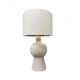 CAPELLE ΦΩΤΙΣΤΙΚΟ ΕΠΙΤΡΑΠΕΖΙΟ 30.7x30.7x55cm POLYRESIN OFF WHITE ΥΦΑΣΜΑ ΛΕΥΚΟ