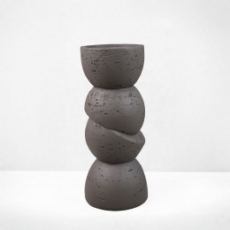 PHAROS I ΚΗΡΟΠΗΓΙΟ ΔΙΑΚΟΣΜΗΤΙΚΟ 10.5x10.5x25cm RESIN ΚΑΦΕ ΣΚΟΥΡΟ