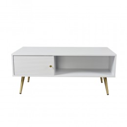 ZIZEL COFFEE TABLE 1ΠΟΡΤΑ ΛΕΥΚΟ ΜΕ PATTERN ΧΡΥΣΟ 100x50x42cm