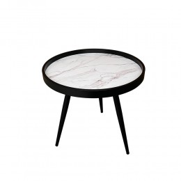 MARM SIDE TABLE ΛΕΥΚΟ ΜΕ PATTERN ΜΑΥΡΟ 49.5x49.5x52