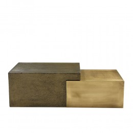 CONTACTO COFFEE TABLE SET 2ΤΕΜ BRASS ANTIQUE ΧΡΥΣΟ ANTIQUE 122x61x38 04-0830