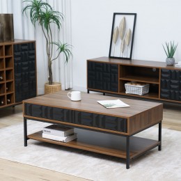 ZUMA COFFEE TABLE 2ΣΥΡΤΑΡΙΑ 3ΡΑΦΙΑ ΚΑΡΥΔΙ ΜΑΥΡΟ 111,5x60xH44cm