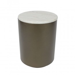 POMMA SIDE TABLE TRAVERTINE BRONZE 37x37xH49cm 04-1114