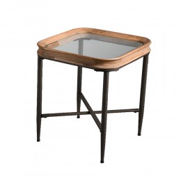 MARAIS SIDE TABLE ΦΥΣΙΚΟ ΜΑΥΡΟ 45x45xH51,5cm