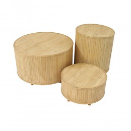 RIBBONS SIDE TABLE SET 3ΤΕΜ ΦΥΣΙΚΟ 61x61x34 04-1161