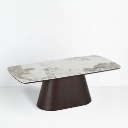 CANYON COFFEE TABLE ΚΑΦΕ BITTER ΛΕΥΚΟ ΜΕ ΟΨΗ ΜΑΡΜΑΡΟΥ 120x60x42cm