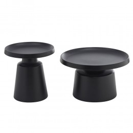MOUSSE COFFEE TABLE SET 2ΤΕΜ ΜΑΥΡΟ ΜΑΤ 70x70x50cm